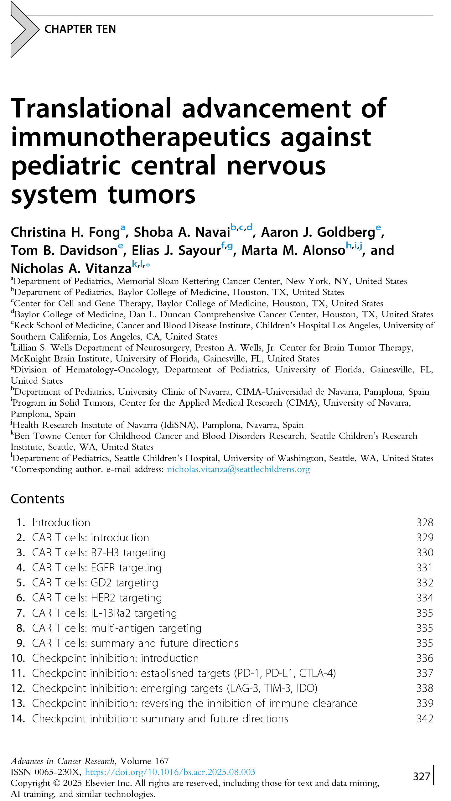 Translational advancement of immunotherapeutics against pediatric central nervous system tumors.