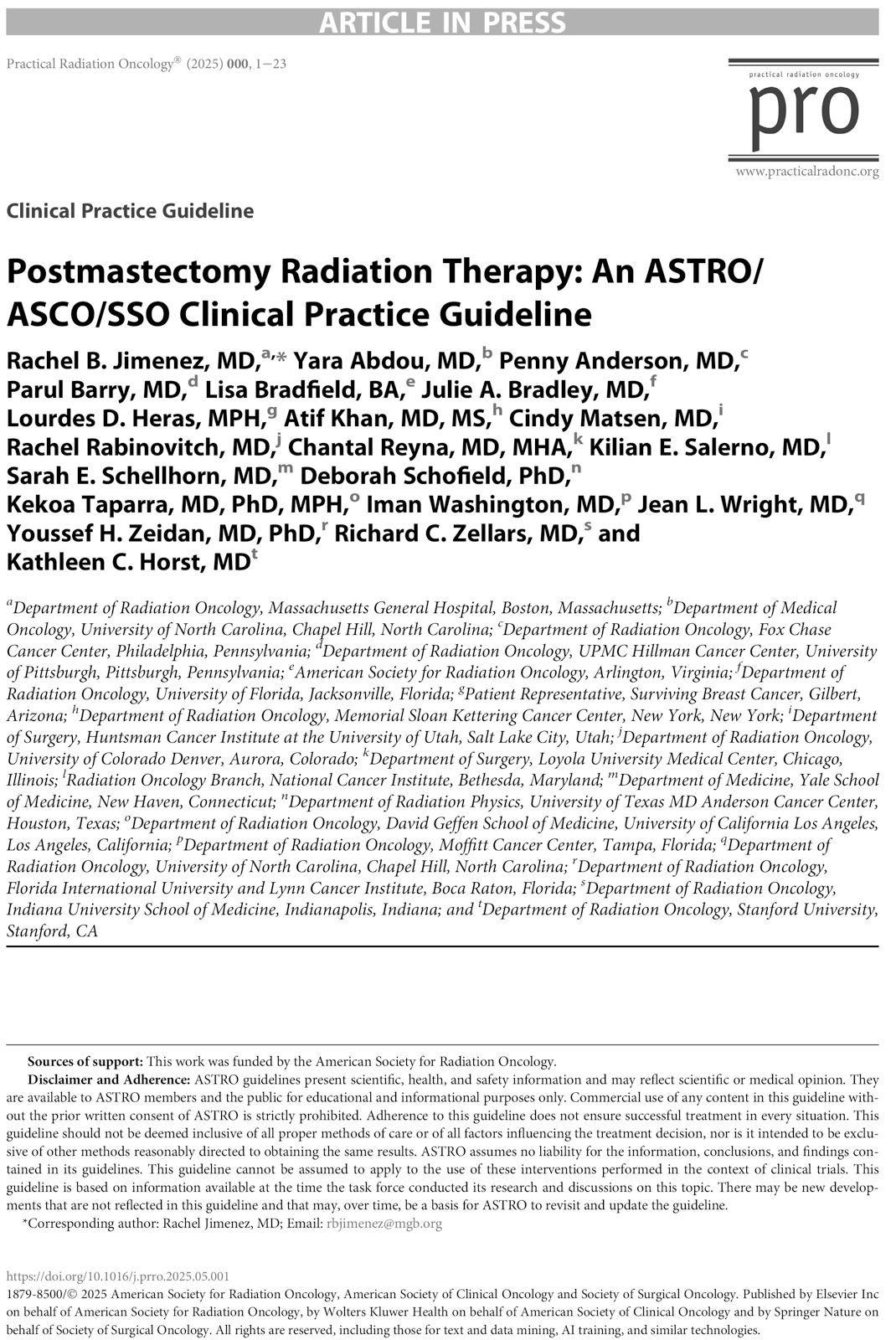 Postmastectomy Radiation Therapy An ASTRO