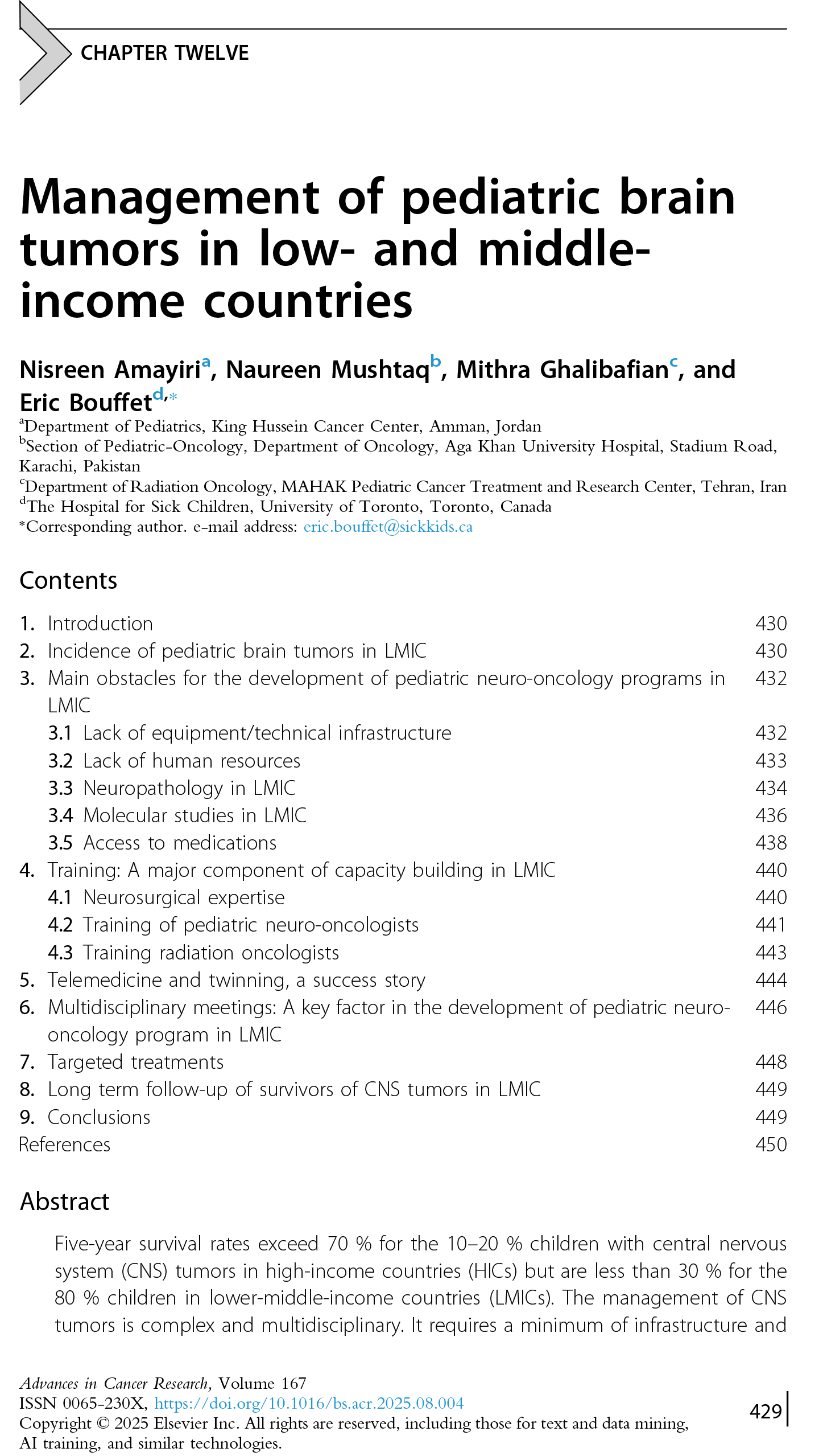 Management of pediatric brain tumors in low- and middle-income countries.